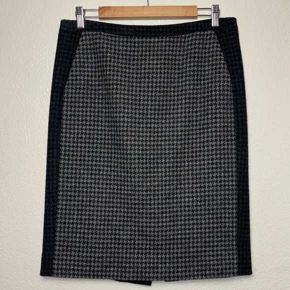 J. Crew Colorblock pencil skirt in houndstooth wool blend women's 8 Black & Gray - Picture 4 of 15